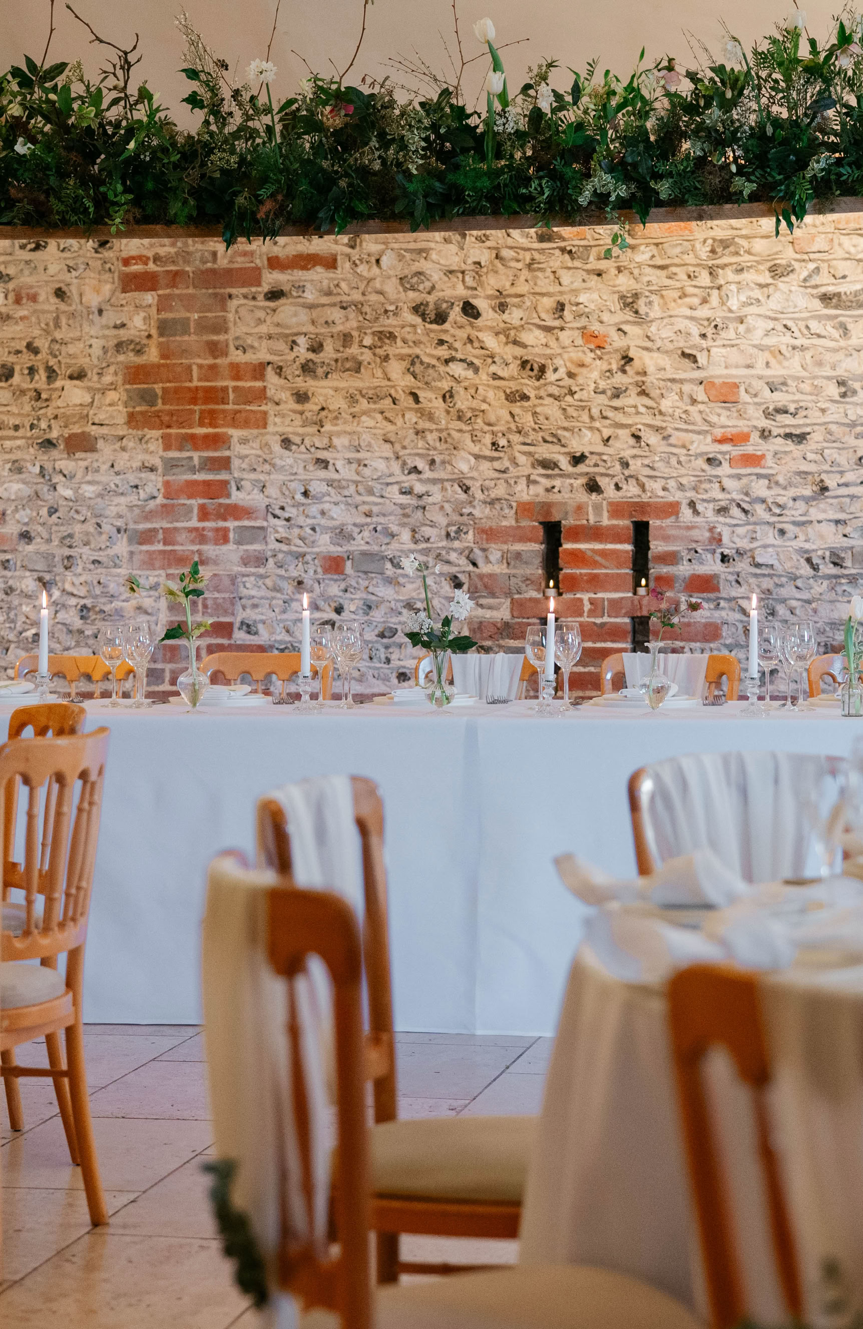 Table scaped display with eco arrangements and pots 