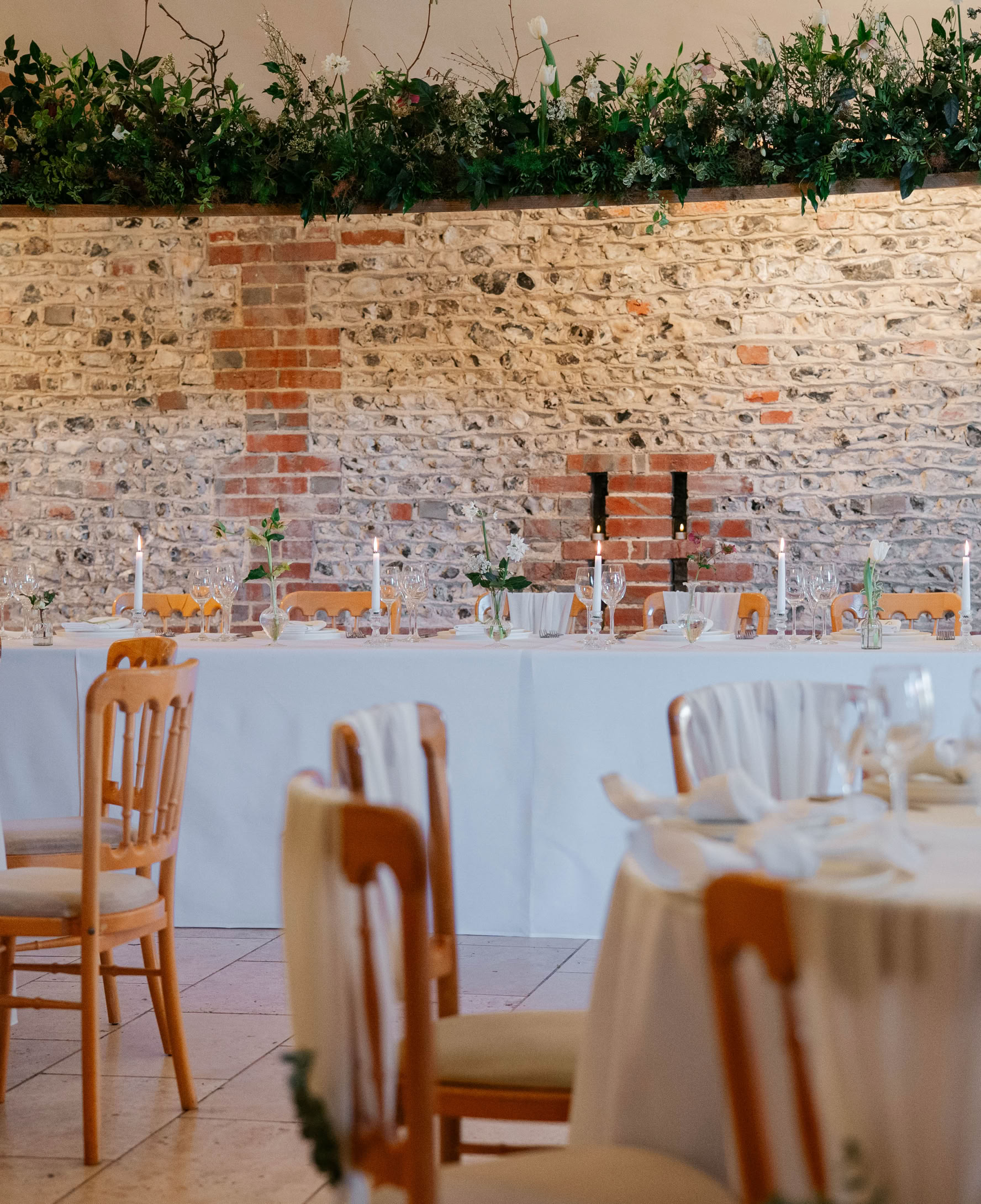 Table scaped display with eco arrangements and pots 